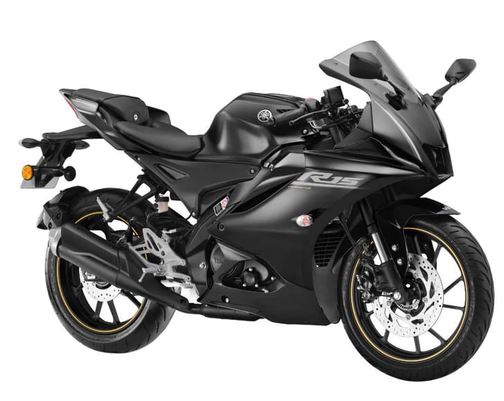 2025 Yamaha R15 Version 4 Metallic Black Studio Shot